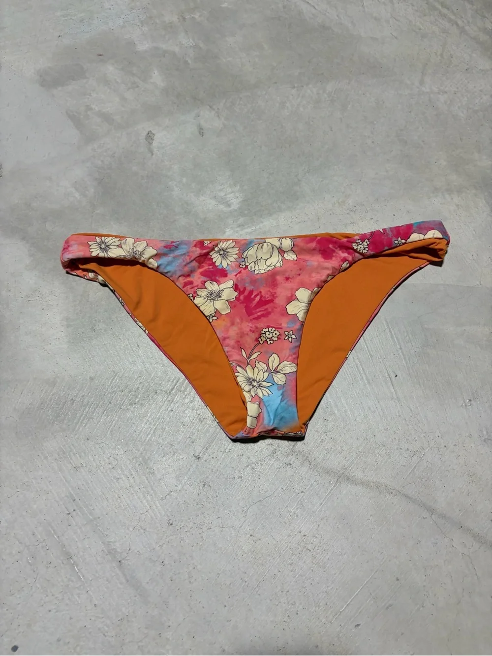 Kikirio Floral Bikini Bottom - Orange & Pink Floral small